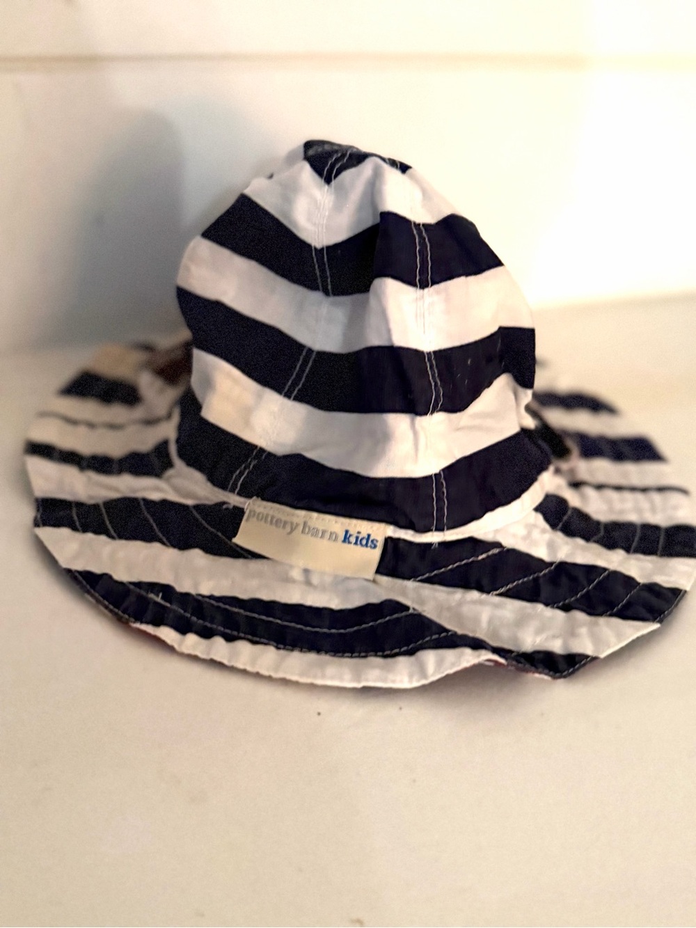 Pottery Barn Kids Navy and White Striped Bucket Hat